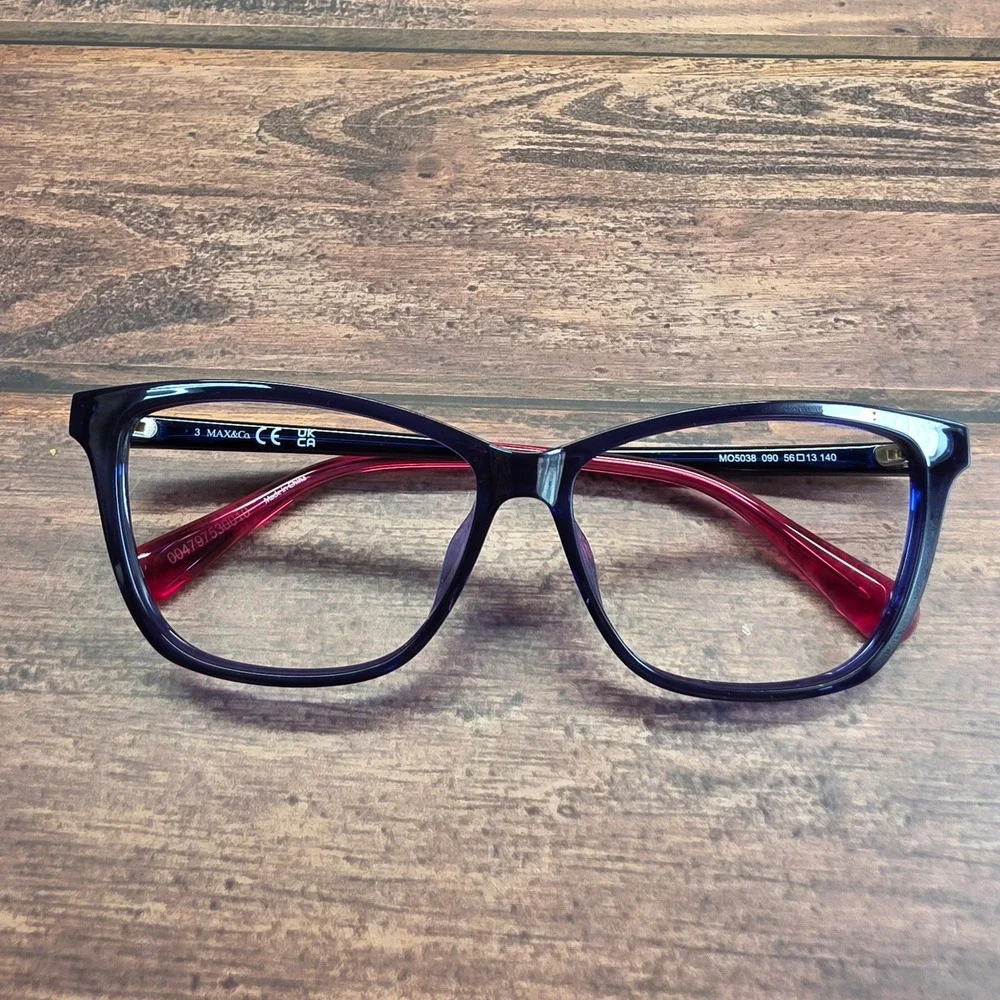 Max&Co. MO5038 090 Blue Red Cat Eye Eyeglass Frames 56-13-140 Womens